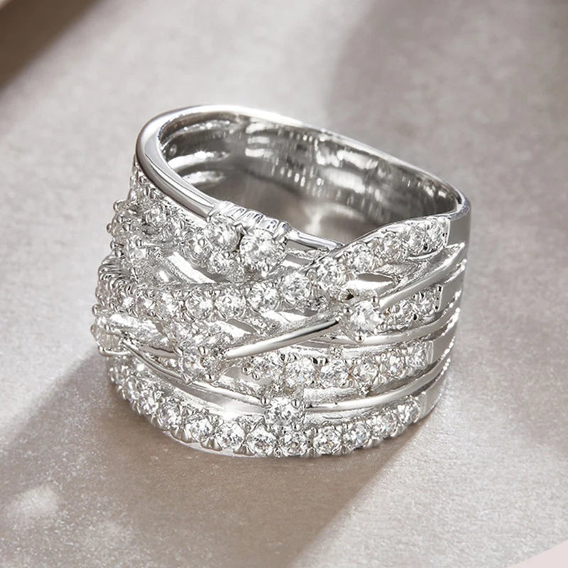 Luxury Full Moissanite Diamond Rings For Women Original 925 Sterling Silver Jewelry 18k Gold Plated Lady's Rings