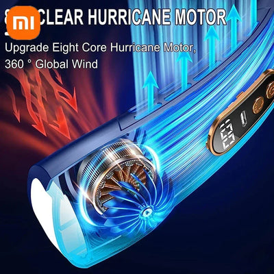 Xiaomi 8000mAh USB Neck Fan Portable Bladeless Mini Rechargeable Silent LED Digital Display Electric Air Cooler