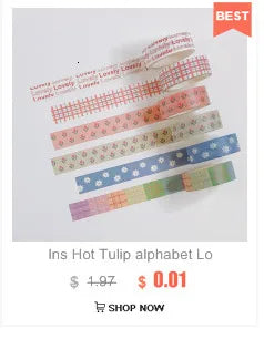 1Pc Ins Blue Plaid Washi Tape Simple Style Thank English Sealing Sticker Student Creative Stationery Masking Decorative Tape