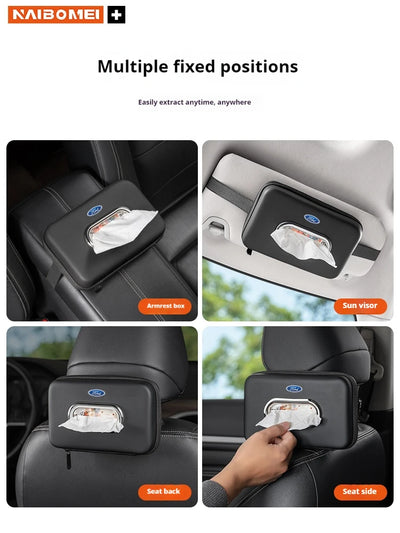 Car 3D stereoscopic tissue box seat backrest Sun visor tissue box For Ford Mondeo Focus Explorer Ranger Fiesta Kuga Raptor Edge