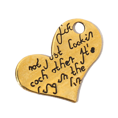 3pcs/Lot French Antique Stone Heart Stainless Steel Bracelet Diy Charms Women Love Necklace Pendant Lock Jewelry