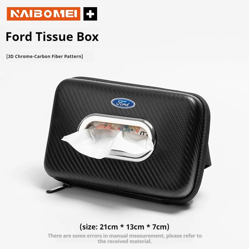 Car 3D stereoscopic tissue box seat backrest Sun visor tissue box For Ford Mondeo Focus Explorer Ranger Fiesta Kuga Raptor Edge