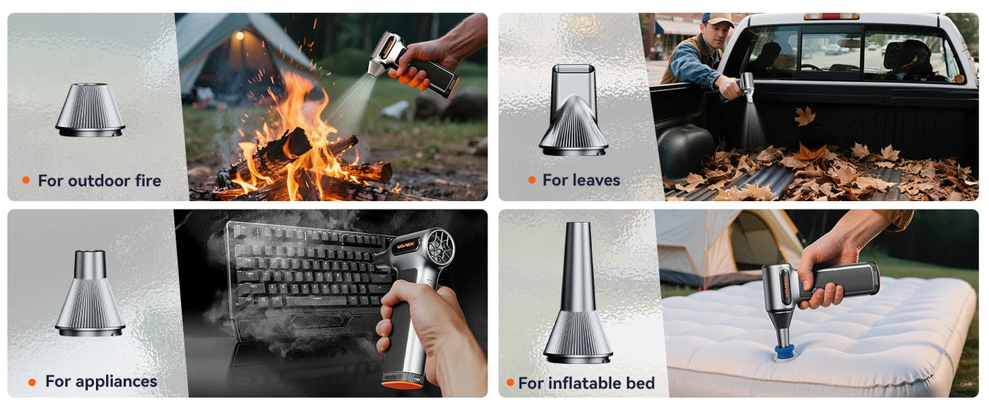 WOLFBOX MF200 Electric Air Duster Air Blower-320g Wind Pressure, Rechargeable 3-Gear Brushless Motor for Car/PC/Home/Outdoor