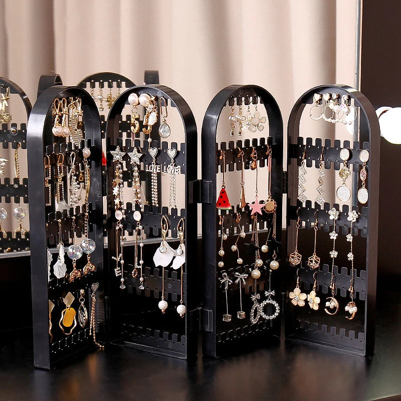 Foldable Earring Stud Display Stand Necklace Jewelry Stand Stand Earring Storage Rack Fan Panel Display Storage Box