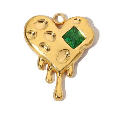 3pcs/Lot French Antique Stone Heart Stainless Steel Bracelet Diy Charms Women Love Necklace Pendant Lock Jewelry