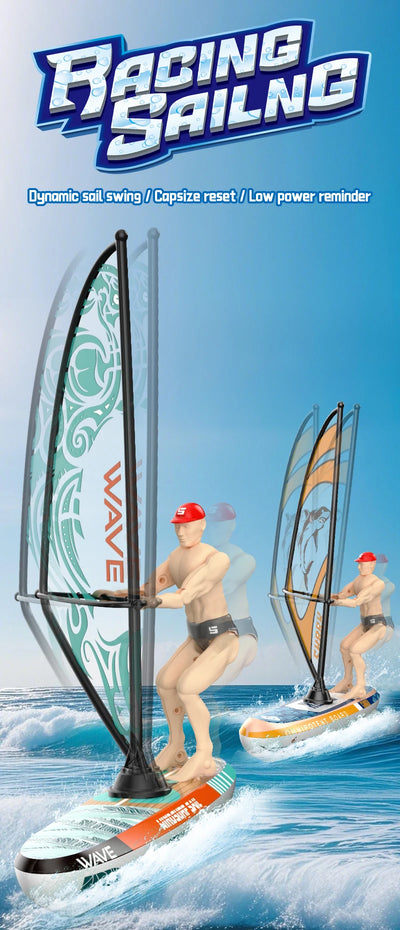 2.4G Remote Control Sailing Boat Doll Swinging Sailboat Model Decoration RC Racing Boat Kids Outdoor Balance Sailboat Water Toys