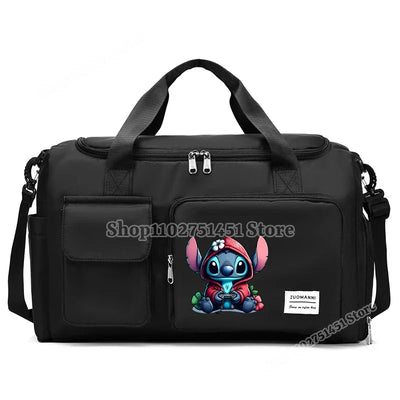 Disney Stitch Carry on Travel Bag Oxford Waterproof Sport Gym Tote Bags Large Capacity Weekender Duffle Luggage Portable Storage