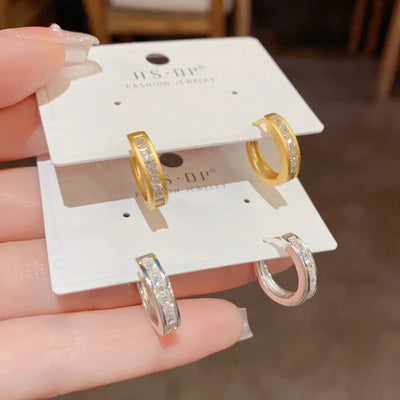 925 Sterling Silver Shining Zircon Earrings for Women Circle Round Earrings Fashionable Elegant Jewelry Birthday Party Gifts