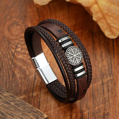 New Retro PU Leather Compass Bracelet Men's Bracelet Viking Jewelry Compass Bracelet Accessories Party Gifts