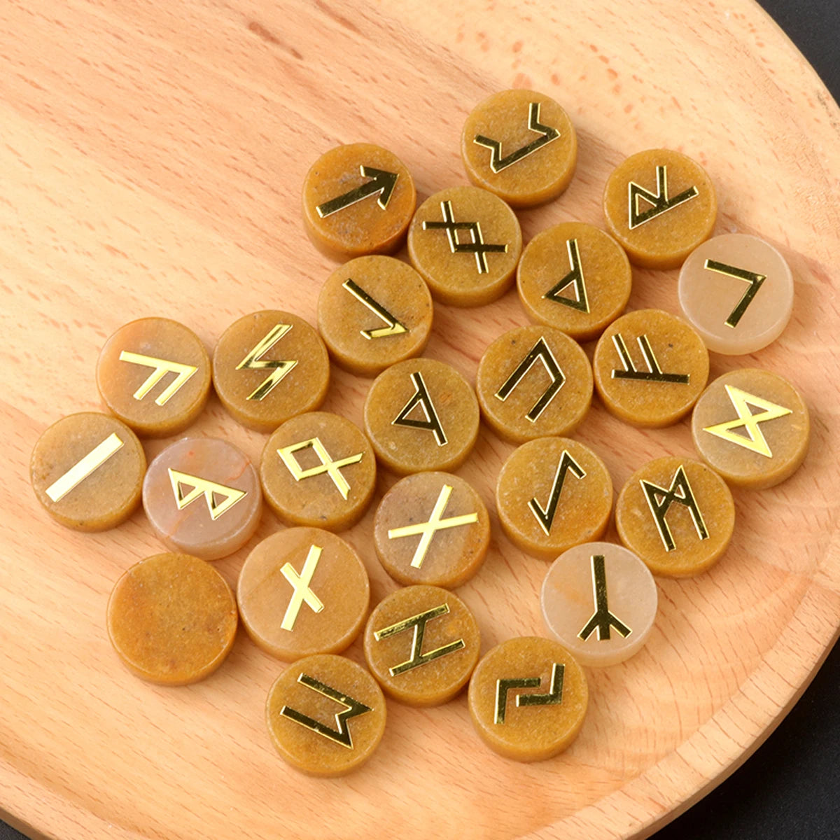 25pcs Birthstone Crystal Stone Beads Set Square Runes Energy Natural Stones Witches Runes Divination Stones Home Decoration