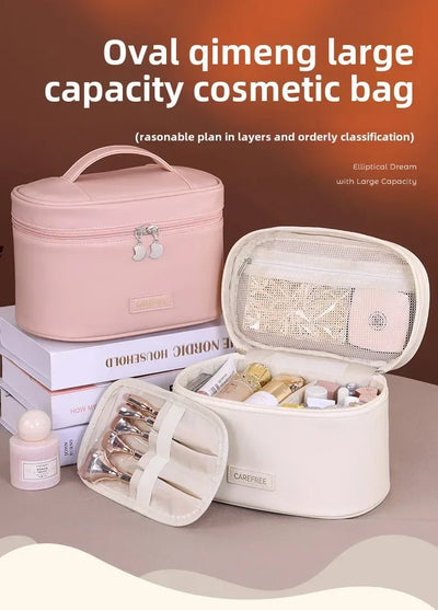 Portable Makeup Brush Organizer Foldable Multi-Pocket Cosmetic Bag for Women, Perfect for Travel, Daily Use & Bathroom Storage