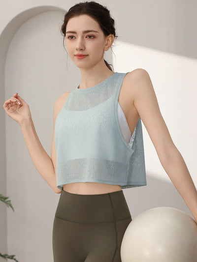 Sports Vest, Women's Chiffon Breathable Loose Running Sleeveless Cover Up, Fitness Suit Top, Summer - The world bestselling 