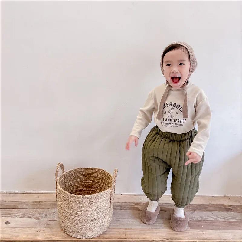 Children's Clothing From 2 To 7 Years Winter Kids Warm Cotton-Padded Trousers Baby Girls Thick Pants Toddler Boys Wear Clothes