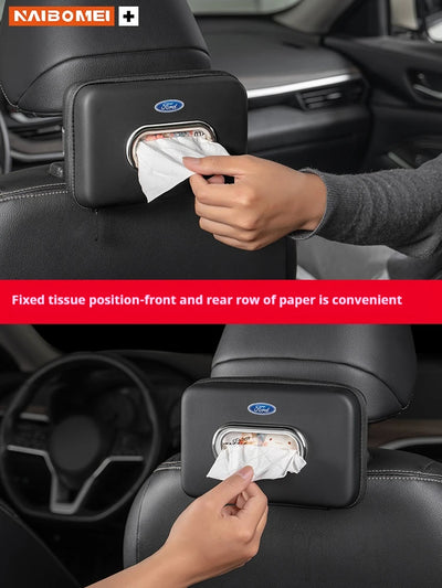 Car 3D stereoscopic tissue box seat backrest Sun visor tissue box For Ford Mondeo Focus Explorer Ranger Fiesta Kuga Raptor Edge