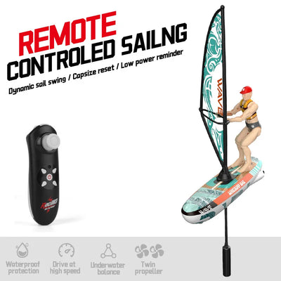 2.4G Remote Control Sailing Boat Doll Swinging Sailboat Model Decoration RC Racing Boat Kids Outdoor Balance Sailboat Water Toys
