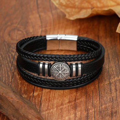 New Retro PU Leather Compass Bracelet Men's Bracelet Viking Jewelry Compass Bracelet Accessories Party Gifts