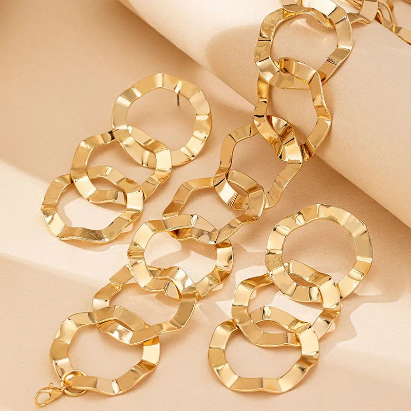 jewelry set for women girls Geometric circle necklace stud earrings set exaggerated simple and elegant fashion DS035