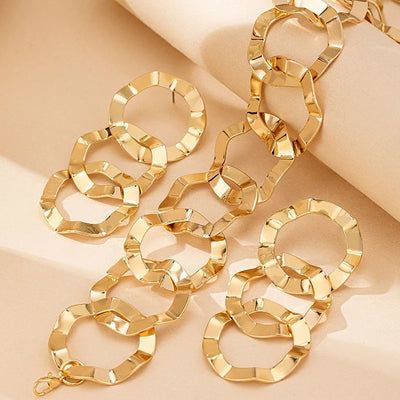 jewelry set for women girls Geometric circle necklace stud earrings set exaggerated simple and elegant fashion DS035