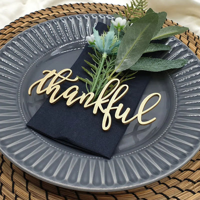 10pcs Custom Thanksgiving Place cards, Personalized Dinner Place Setting, Fall Table Decor, Thankful Grateful Blessed