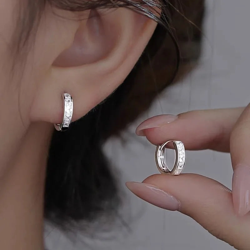 925 Sterling Silver Shining Zircon Earrings for Women Circle Round Earrings Fashionable Elegant Jewelry Birthday Party Gifts