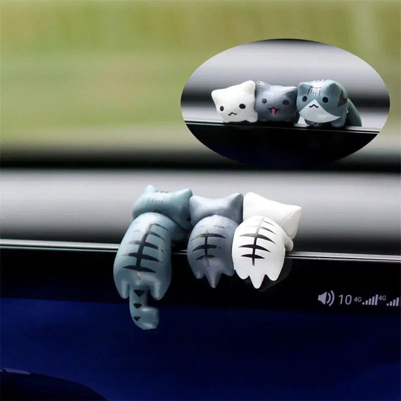 6 Pcs Healing Series Cat No Trace Stickers Cute Cat Interior Decoration Center Console Screen Cartoon Figurine Accessories