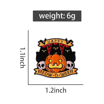 Happy Halloween Brooch Spooky  Skull Pumpkin Cat Enamel Pins Custom Meow-O-Ween Brooches Clothes Lapel Badge Funny Jewelry Gifts - The world bestselling 