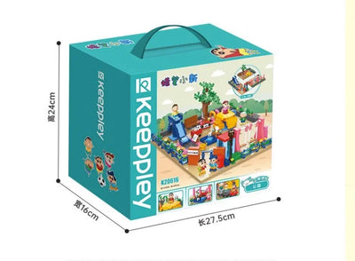 Keeppley Classic Anime Cartoon Crayon Shin-chan Street View Building Blocks House Cat Bus Xiaoxin's Room Bricks Sets  Kids Toys