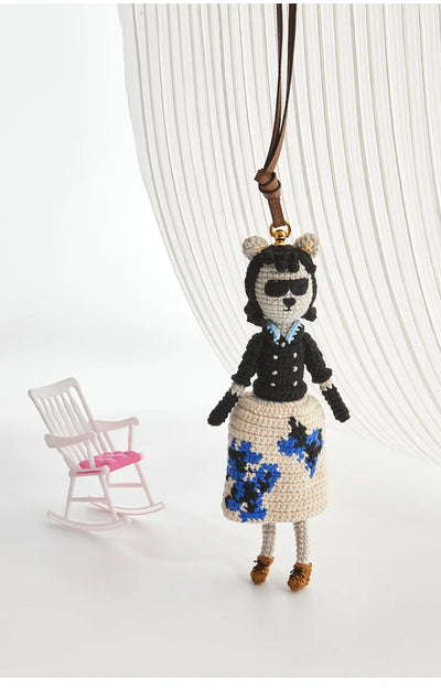 Cute doll bag pendant knitted humanoid bag charm braided keychain car pendant Women's Bag Accessories