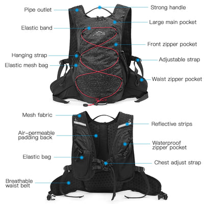 12L Outdoor Running Backpack Bicycle Sports Vest Ultralight Riding Bag Women Men Breathable Jogging Sport Backpack For Camping
