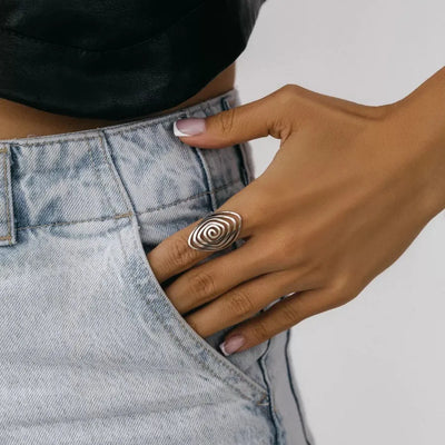 LATS Creaive Stainless Steel Spiral Ring for Women Man Minimalist Irregular Twisted Swirl Rings Fashion Jewelry Unique Gifts