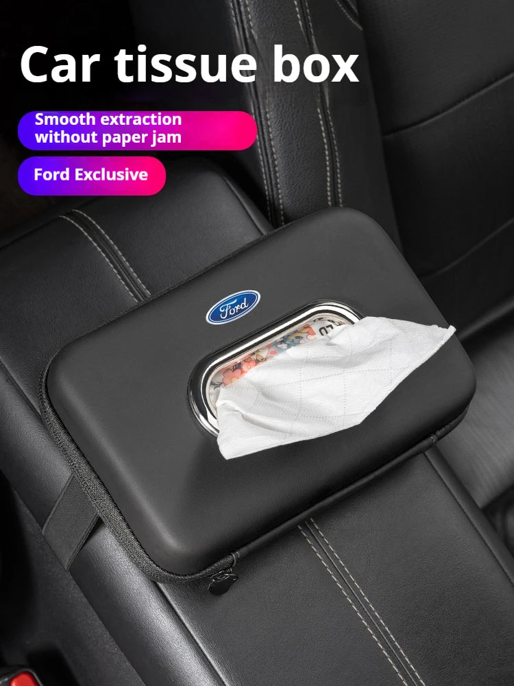 Car 3D stereoscopic tissue box seat backrest Sun visor tissue box For Ford Mondeo Focus Explorer Ranger Fiesta Kuga Raptor Edge