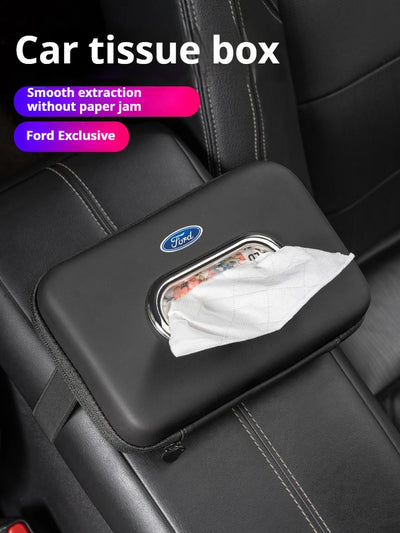 Car 3D stereoscopic tissue box seat backrest Sun visor tissue box For Ford Mondeo Focus Explorer Ranger Fiesta Kuga Raptor Edge