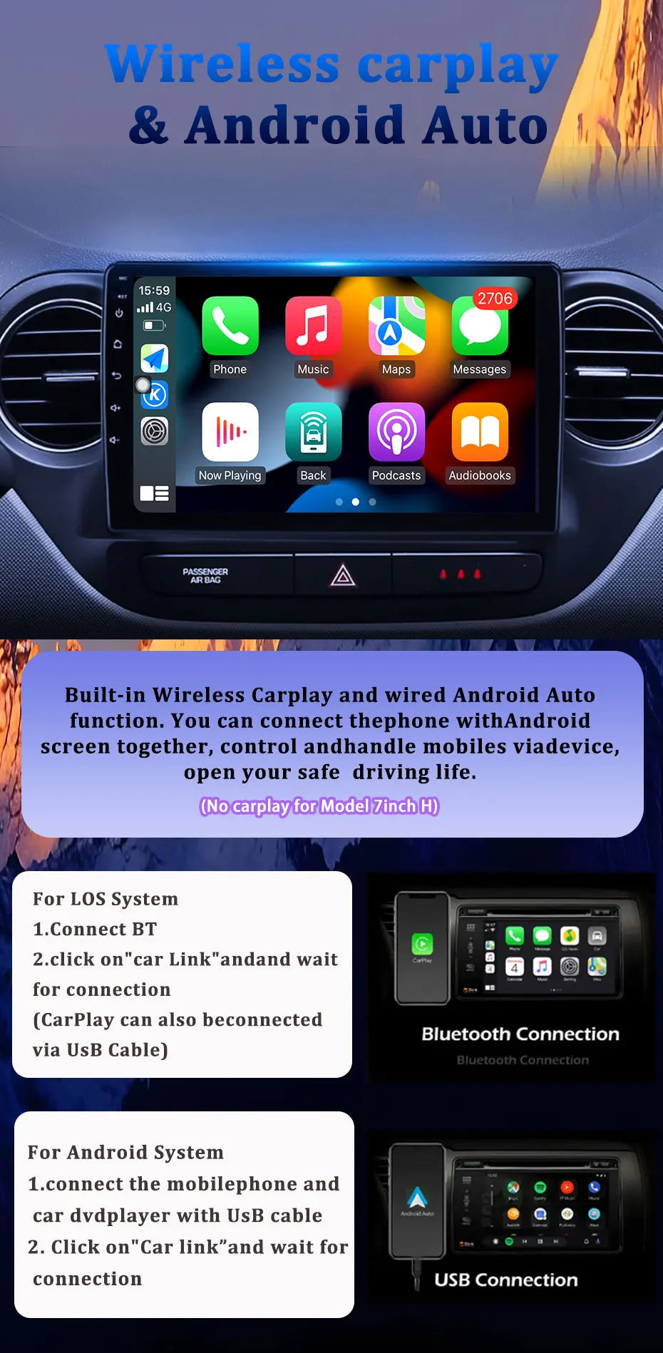 Android Auto Carplay For Citroen C2 C3 2001 2003 - 2010 Car Radio Multimedia Video Player WiFi GPS Navigation DSP Stereo