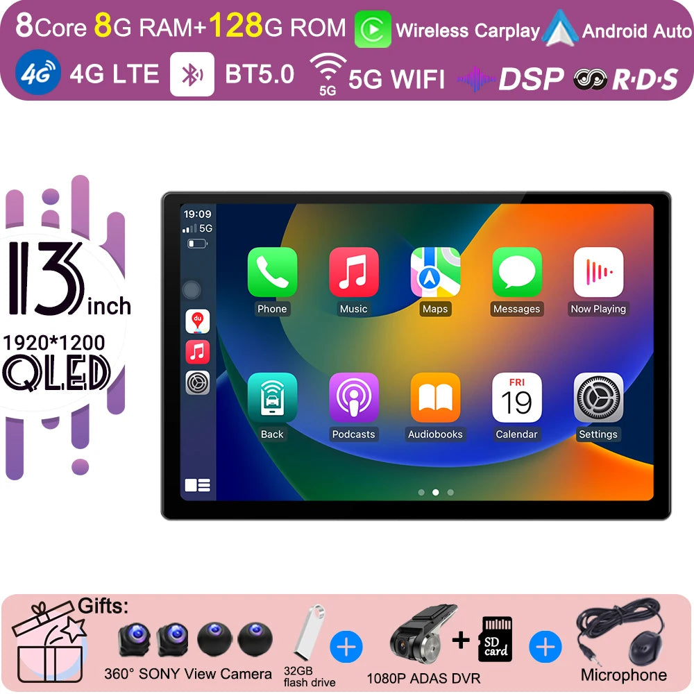 13.3 Inch Android 15 For Seat Leon 3 MK3 2012-2020  Car Radio 5G wifi Stereo Multimedia Player GPS Navigation 1920*1200