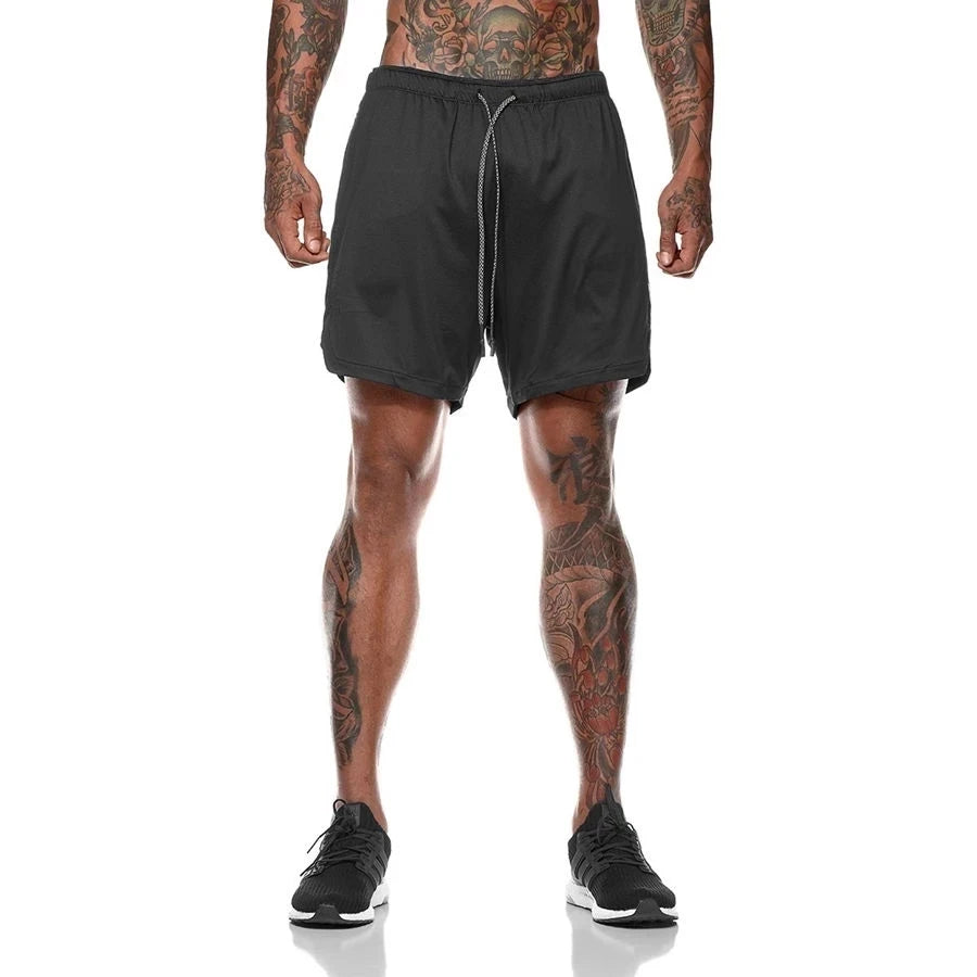 Men Sport Shorts  Sportswear Double-deck Running Shorts 2 In 1 Beach Bottoms Summer Gym Fitness Training Jogging Short Pants Men - The world bestselling 