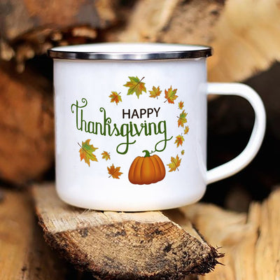 Hello Autumn mugs Thanksgiving Mug Flower Pumpkin Cup Print enamel Mug Fall Coffee cups party farmhouse decoration fall gifts