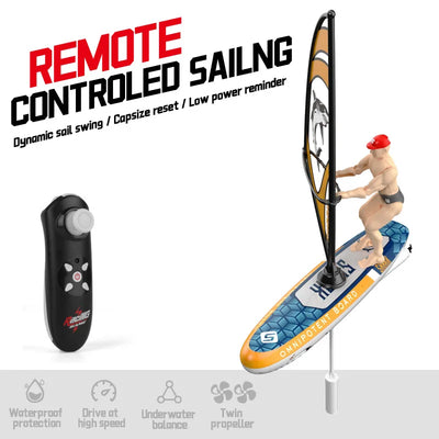 2.4G Remote Control Sailing Boat Doll Swinging Sailboat Model Decoration RC Racing Boat Kids Outdoor Balance Sailboat Water Toys