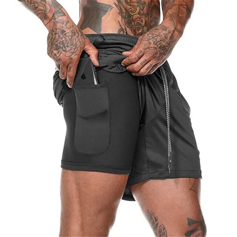 Men Sport Shorts  Sportswear Double-deck Running Shorts 2 In 1 Beach Bottoms Summer Gym Fitness Training Jogging Short Pants Men - The world bestselling 