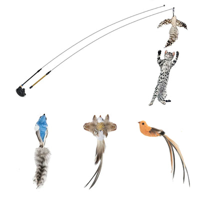 Simulation Bird Cat Toys Funny Interactive Peacock with Bell Cat Stick Toy for Kitten Playing Teaser Wand Toys Pet Cats Supplies