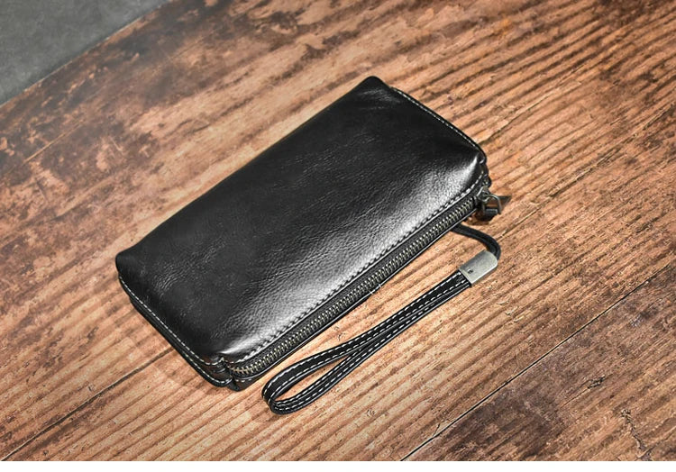 ROOG Men's Genuine Leather Clutch High Quality Long Wallet Women's Luxury Mobile Phone Bag Credit Card Holder Purse Wrist Bags