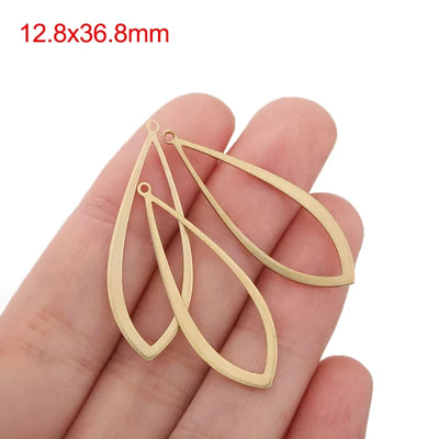10pcs Brass Oval Hollow Charms Horse Eye Geometric Pendant Connectors For DIY Dangle Drop Earrings Handmade Jewelry Making Craft
