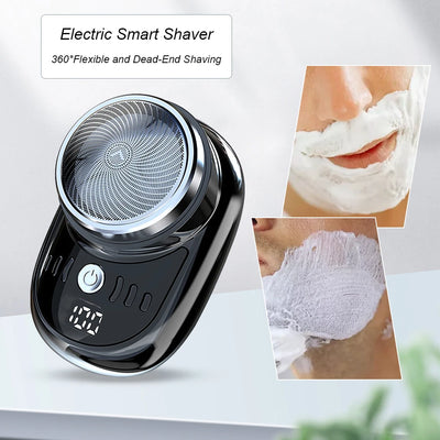 Men Mini Electric Travel Shaver with Digital Display Vehicle Mounted Shaver Pocket Size Painless Cordless Trimmer Car Home Razor