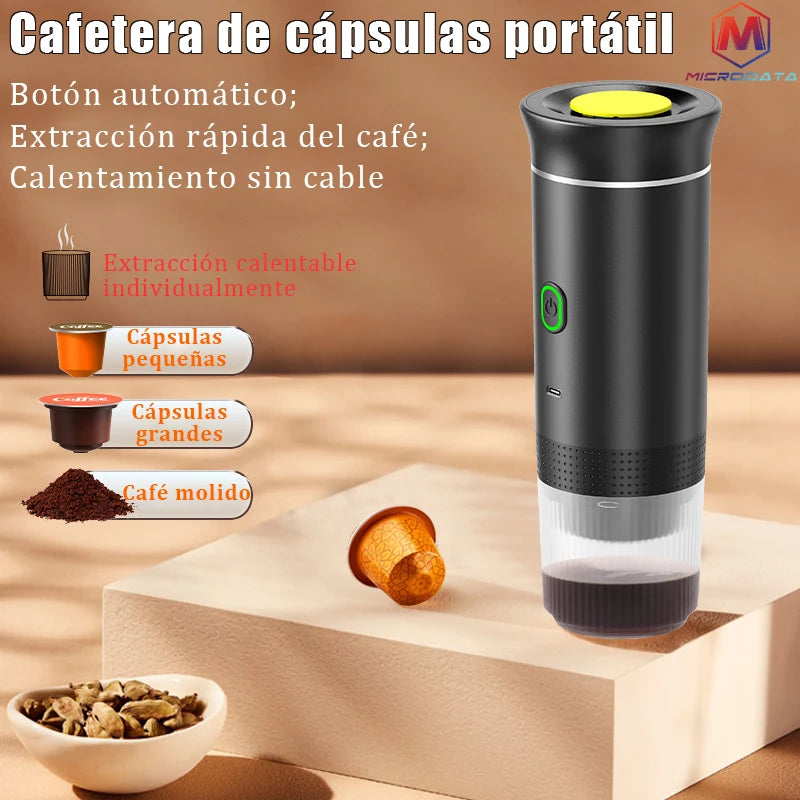 Portable Electric Capsule Coffee Maker Wireless Espresso Maker with Heater Pump 3-in-1 Car Travel Coffee Maker