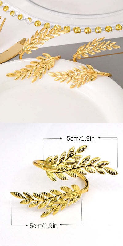 Gold Wheat Napkin Rings Metal Leaf Napkin Holder for Harvest Festival Fall Thanksgiving Dinner Party Table Decoration