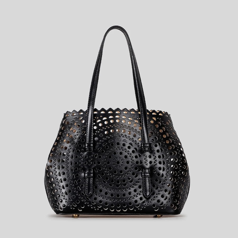 Women's Designer Brand Luxury Round Wave Large Capacity Shopping Tote Handbag Carved Basket Lady Shoulder Crossbody Mother Bag