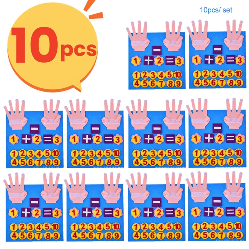 Kid Montessori Toys Felt Finger Numbers Math Toy Children Counting Early Learning For Toddlers Intelligence Develop 30*30cm