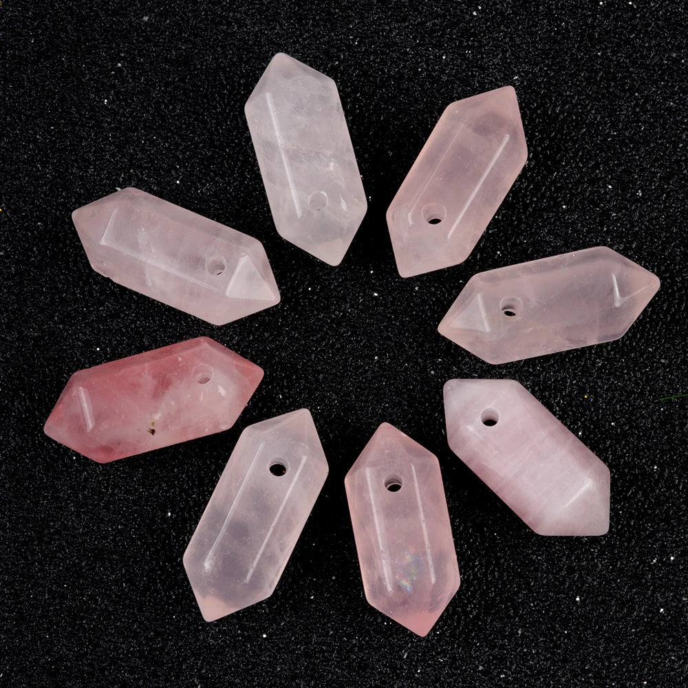 Hexagonal Natural Stone Crystal Tiger Eye Stone Opal Pendant Beads Jewelry Making DIY Necklace Earrings Accessories Gifts