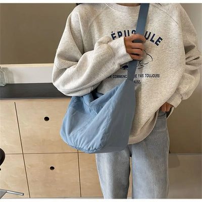 Women Girls Crossbody Shoulder Bags Fashionable Solid Color Nylon Bags Tote Bag Outdoor Travel Ultra-large Capacity Bags