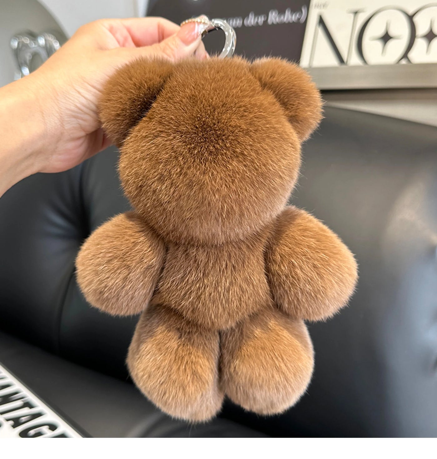 Fashion New Cute Bear Keychain Real Rabbit Fur Bear Doll Pendant Toys Keyring Handbag Charm Ornament Plush Jewelry Gifts