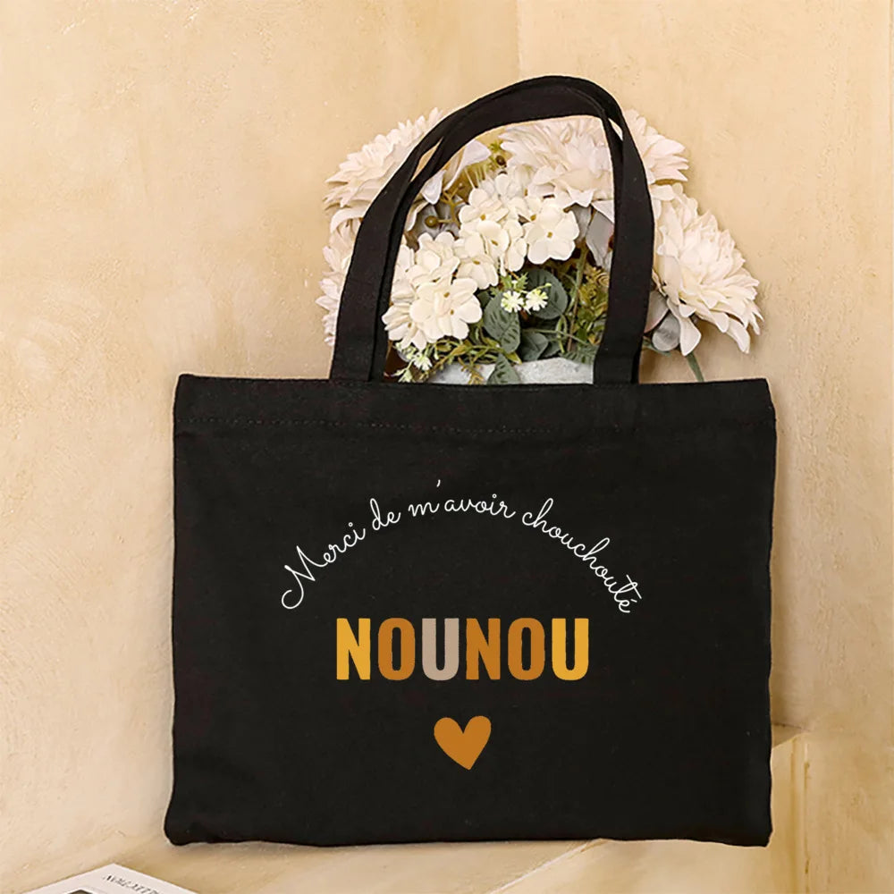 Love You Nanny Thank You for This New Year Print Women Tote Bag Shopping Bags Female Shoulder Bag Travel Handbag Gift for Nounou